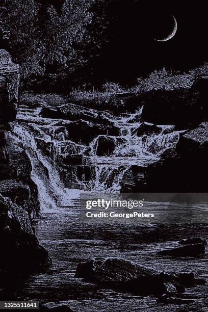 river rapids and waterfall - white water stock illustrations