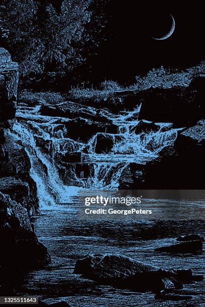 river rapids and waterfall - rapids stock illustrations
