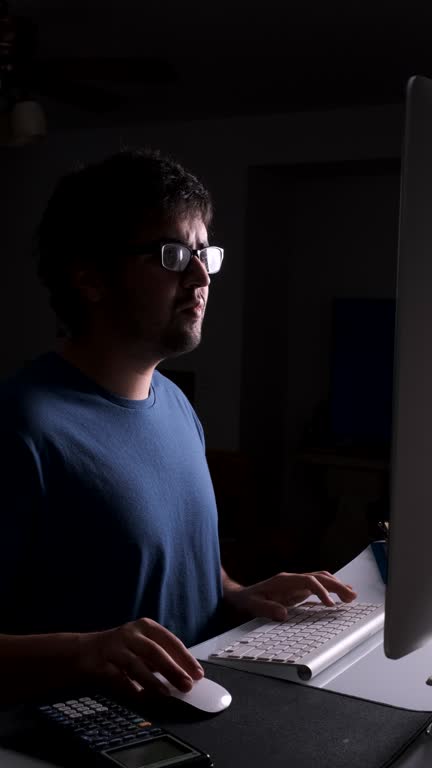 Man Using Computer 4k Male Using Computer At Night Videos and HD Footage - Getty Images
