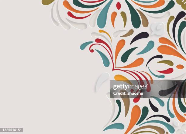 ilustrações, clipart, desenhos animados e ícones de cores abstrato papel cortador estilo floral padrão plano fundo de design - cultura escandinava