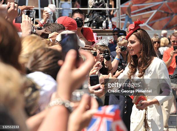 Catherine, Duchess of Cambridge arrives at Parliament Hill for Canada Day Noon Show Celebrations on July 1, 2011 in Ottawa, Canada.