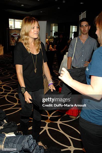 Actress Malin Akerman poses with Silver Jeans Co. During Kari Feinstein MTV Movie Awards Style Lounge at W Hollywood on June 2, 2011 in Hollywood,...