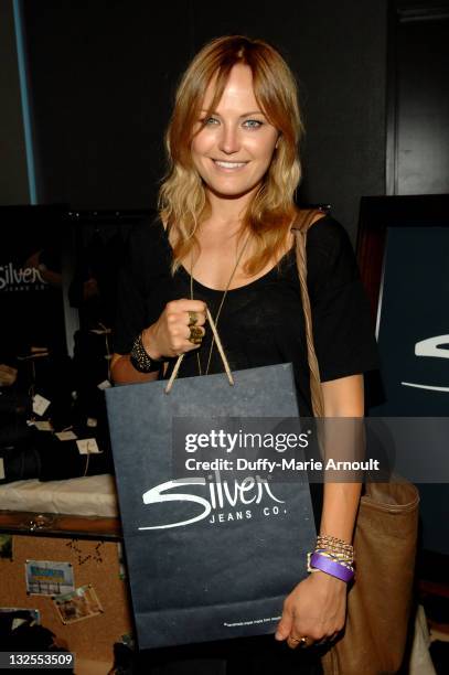 Actress Malin Akerman poses with Silver Jeans Co. During Kari Feinstein MTV Movie Awards Style Lounge at W Hollywood on June 2, 2011 in Hollywood,...