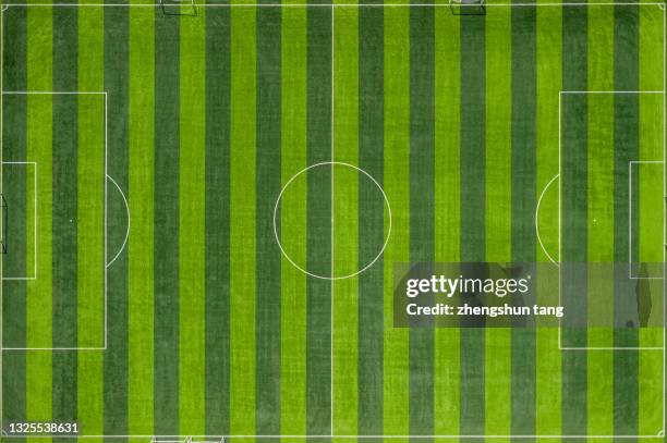 aerial view of football fields - aerial view of football field stockfoto's en -beelden