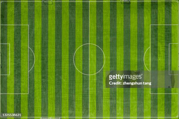 aerial view of football fields - football pitch aerial stock pictures, royalty-free photos & images