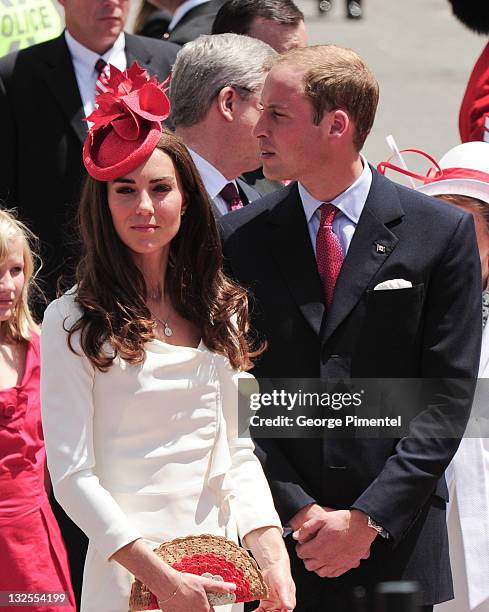 Prince William, Duke of Cambridge and Catherine, Duchess of Cambridge arrive at Parliament Hill for Canada Day Noon Show Celebrations on July 1, 2011...