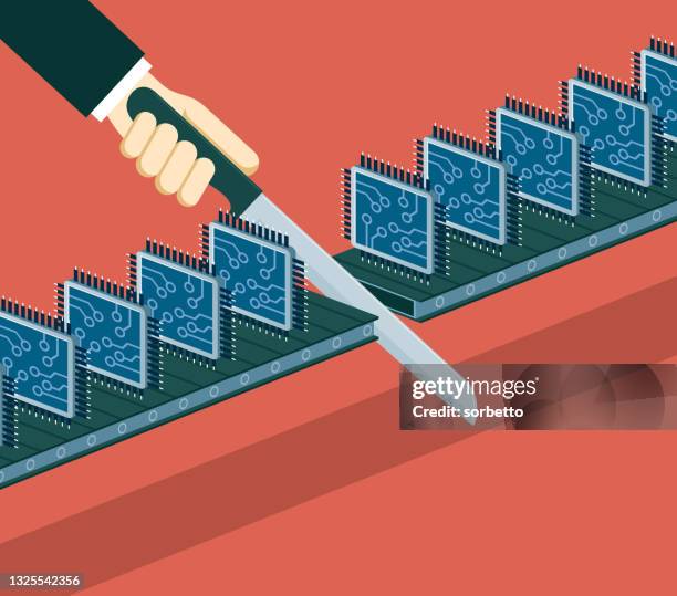 illustrations, cliparts, dessins animés et icônes de coupe - processeur - automotive semiconductor