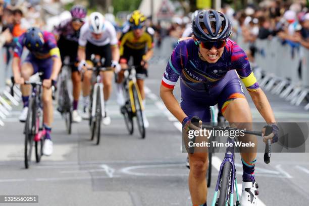 Katarzyna Niewiadoma of Poland and Team Canyon SRAM Racing attack in breakaway during the 8th La Course By Le Tour De France 2021 a 107,7km race from...