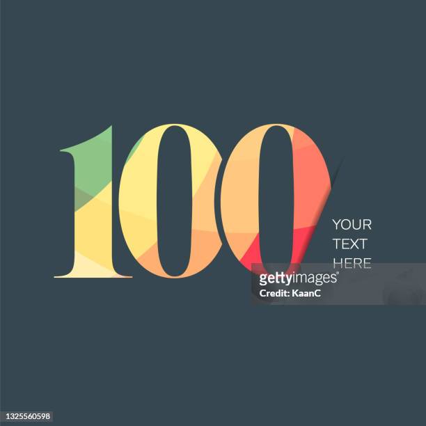 anniversary or step number symbol template isolated, colorful number, anniversary symbol stock illustration. number template with colorful lettering. - number 100 stock illustrations