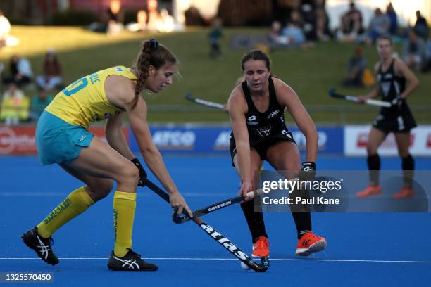 Karri Somerville of the Hockeyroos in action during the FIH Pro League match between the Australian Hockeyroos and the New Zealand Black Sticks at...