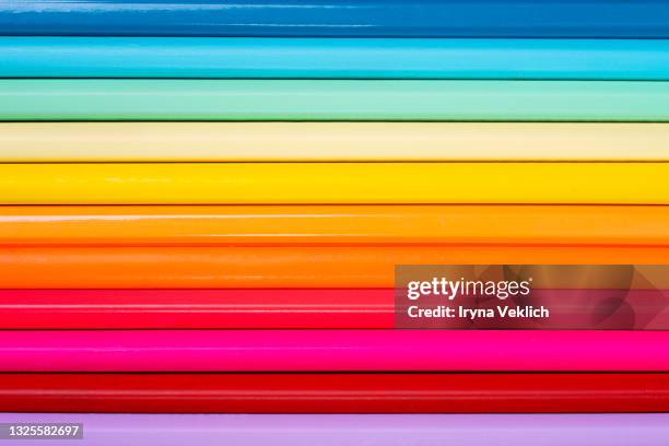 colored pencils background. - red pen single object stock pictures, royalty-free photos & images
