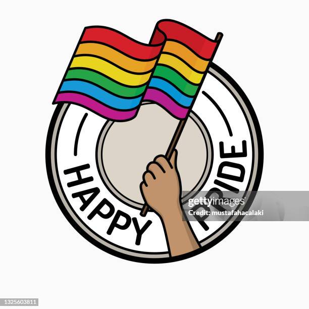 happy pride month badge - pride flag stock illustrations