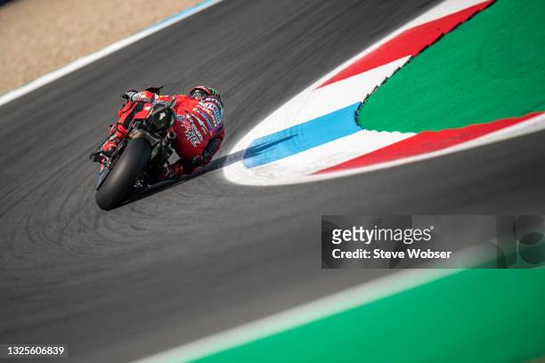 Francesco Bagnaia of Italy and Ducati Lenovo Team rides during the MotoGP qualifying session at TT Circuit Assen on June 26, 2021 in Assen,...