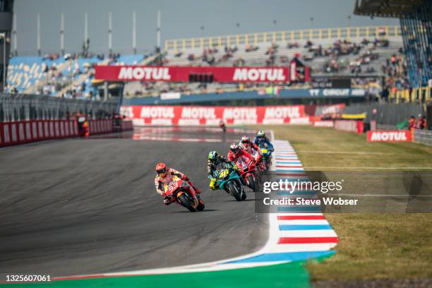 Marc Marquez of Spain and Repsol Honda Team rides during the MotoGP qualifying session at TT Circuit Assen on June 26, 2021 in Assen, Netherlands.