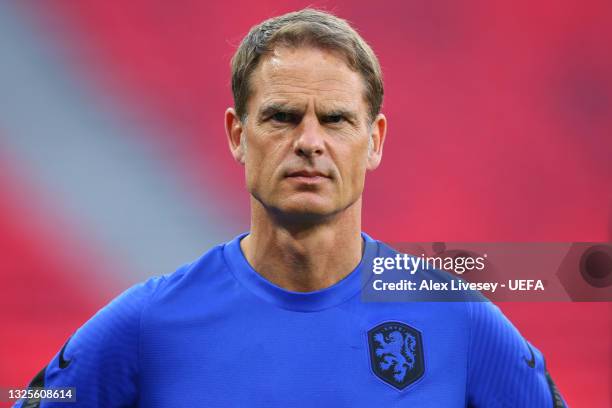 Frank de Boer, Head Coach of Netherlands looks on during the Netherlands Training Session ahead of the UEFA Euro 2020 Round of 16 match between...