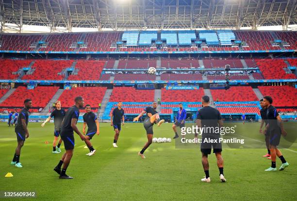General view during the Netherlands training session ahead of the UEFA Euro 2020 Round of 16 match between Netherlands and Czech Republic at Puskas...