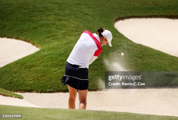 Esther Henseleit of Germany plays her shot on the 14th hole during the third round of the KPMG Women's PGA Championship at Atlanta Athletic Club on...