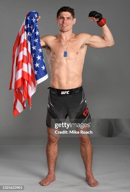 Charles Rosa poses for a portrait after his victory during the UFC Fight Night event at UFC APEX on June 26, 2021 in Las Vegas, Nevada.