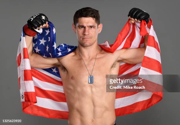 Charles Rosa poses for a portrait after his victory during the UFC Fight Night event at UFC APEX on June 26, 2021 in Las Vegas, Nevada.