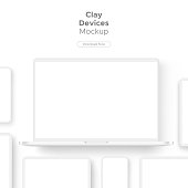 Clay Responsive Devices Mockup for Display Web-Sites and Apps Design