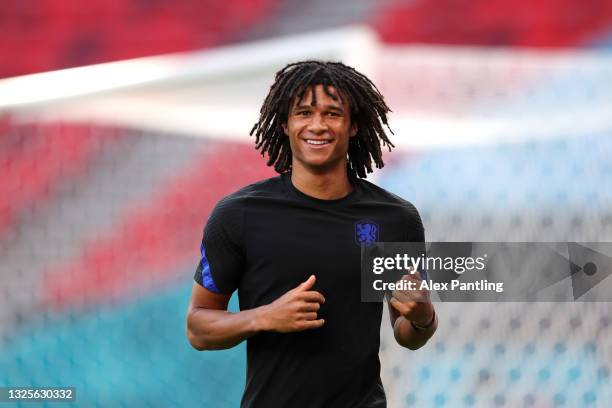 Nathan Ake during the Netherlands training session ahead of the UEFA Euro 2020 Round of 16 match between Netherlands and Czech Republic at Puskas...