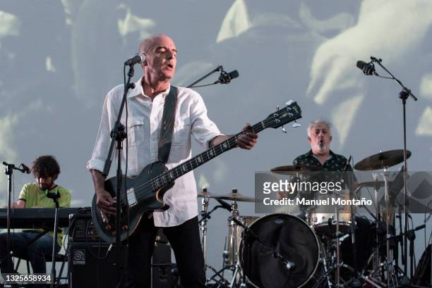 Singer and bass player Antonio Arias of Lagartija Nick performs on stage at Conde Duque on June 26, 2021 in Madrid, Spain.