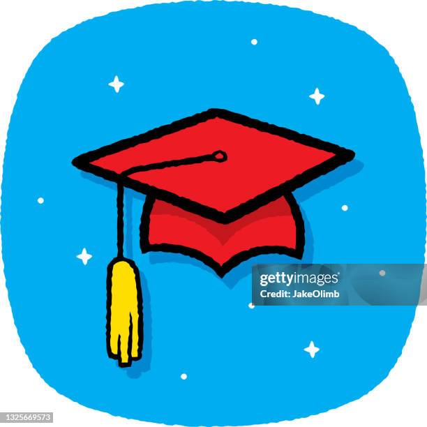 graduation cap doodle 7 - alumni stock illustrations