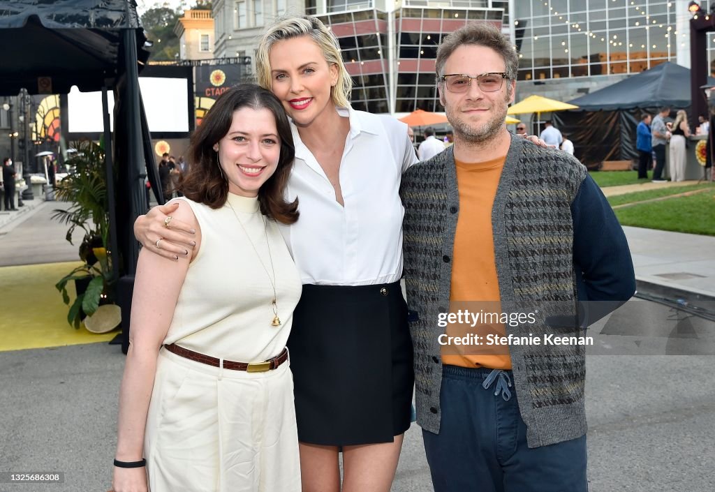 Lauren Miller Rogen, Charlize Theron and Seth Rogen attend CTAOP's
