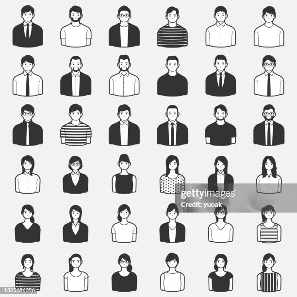 ilustrações de stock, clip art, desenhos animados e ícones de set of business people avatars - 家族