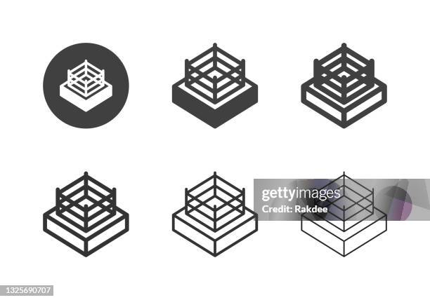 ilustraciones, imágenes clip art, dibujos animados e iconos de stock de iconos del ring de boxeo - multi series - ring de boxeo