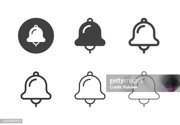 bell icons - multi series - hand bell stock illustrations
