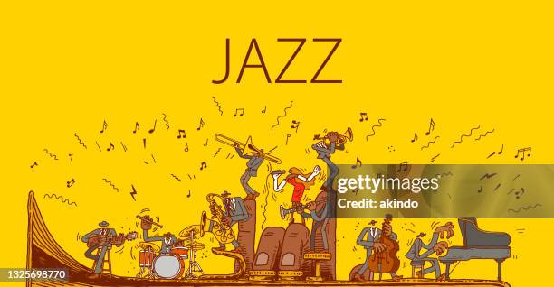 jazz-band - blues music stock-grafiken, -clipart, -cartoons und -symbole