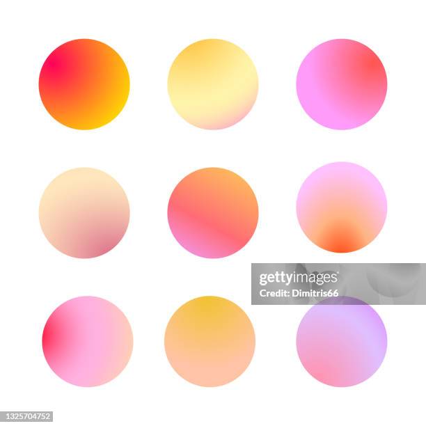 minimalistic, warm colored circles collection on white background. - colorful fruit stock illustrations