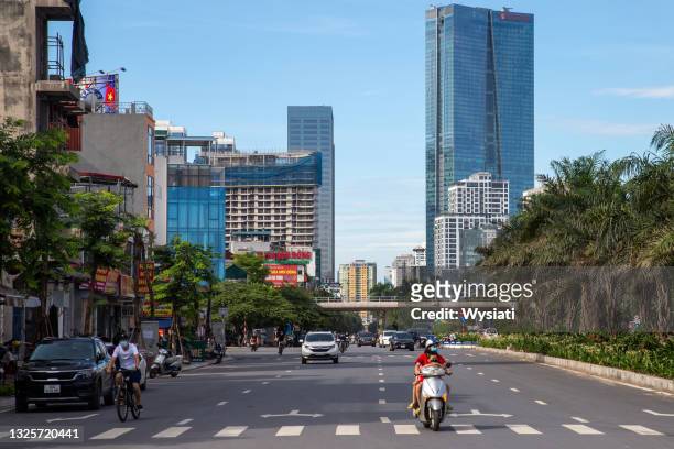 view of van cao street in hanoi - hanoi cityscape stock pictures, royalty-free photos & images