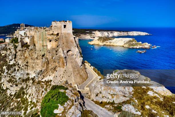 castello angioino on the tremiti islands, italy - îles tremiti photos et images de collection