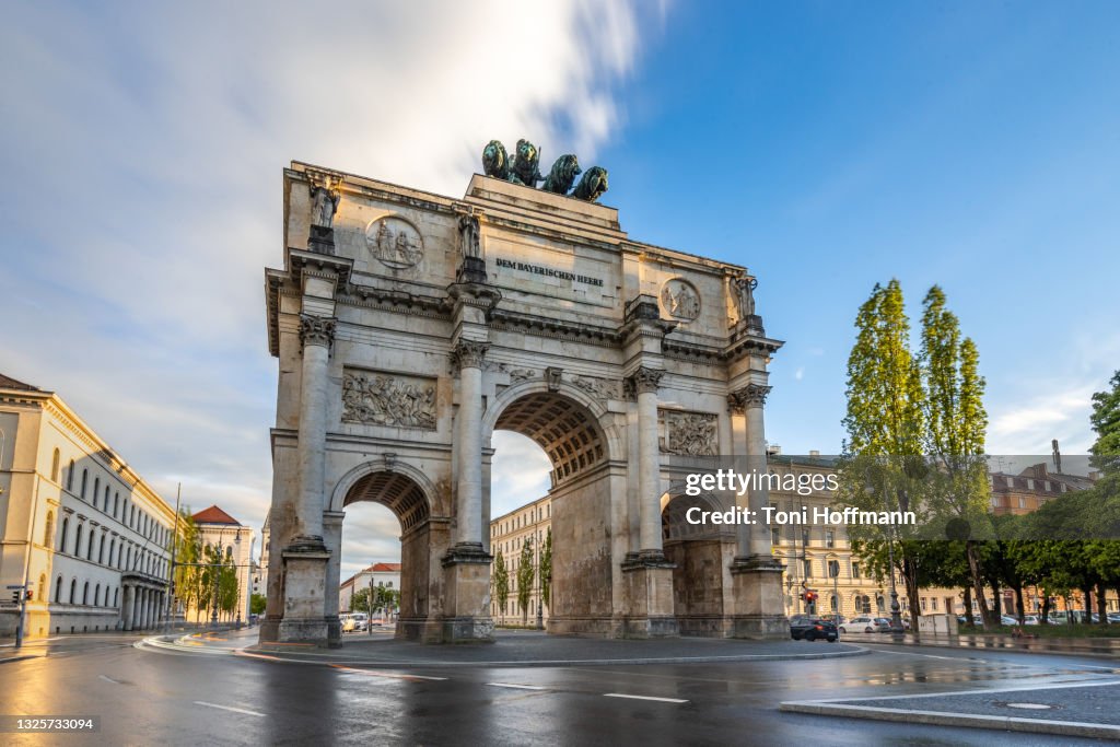 Victory Gate at sunset in Munich Bavaria Germany