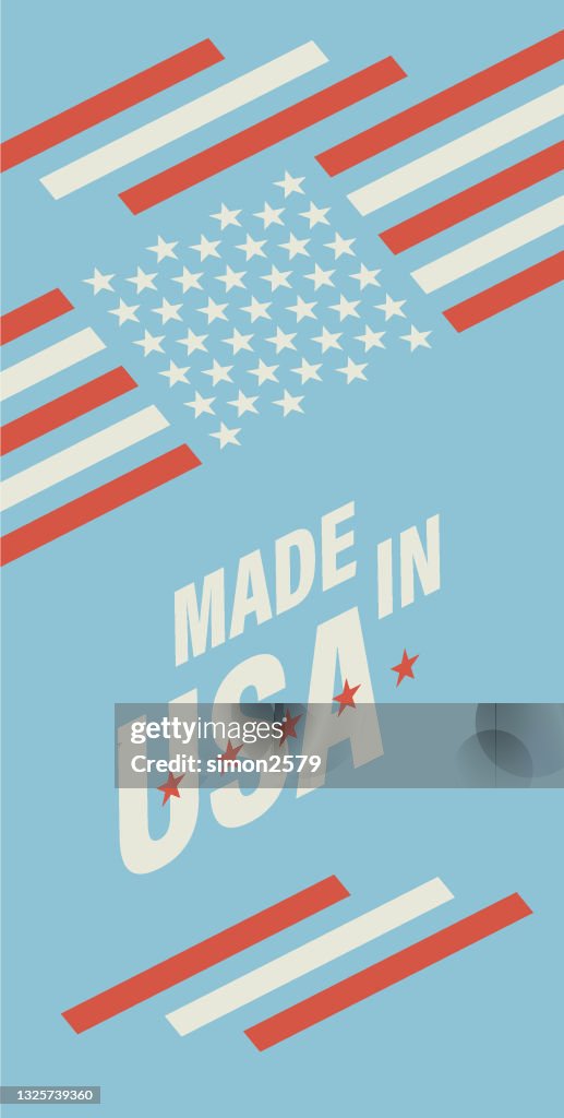 Made in USA web banner with American star and stripes banner background
