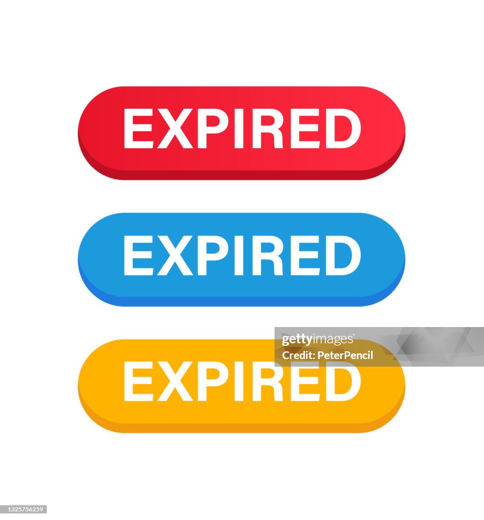 Expire Shortcut Expired Button Color Set Vector Stock Illustration High-Res Vector ...