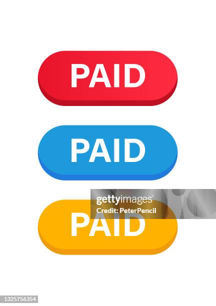 Pay Button Color Paid Button Color Set Vector Stock Illustration High-Res Vector Graphic ...