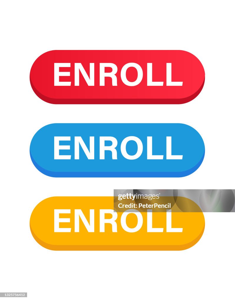 Registrieren Sie Button Color Set. Vektor-Stock-Illustration