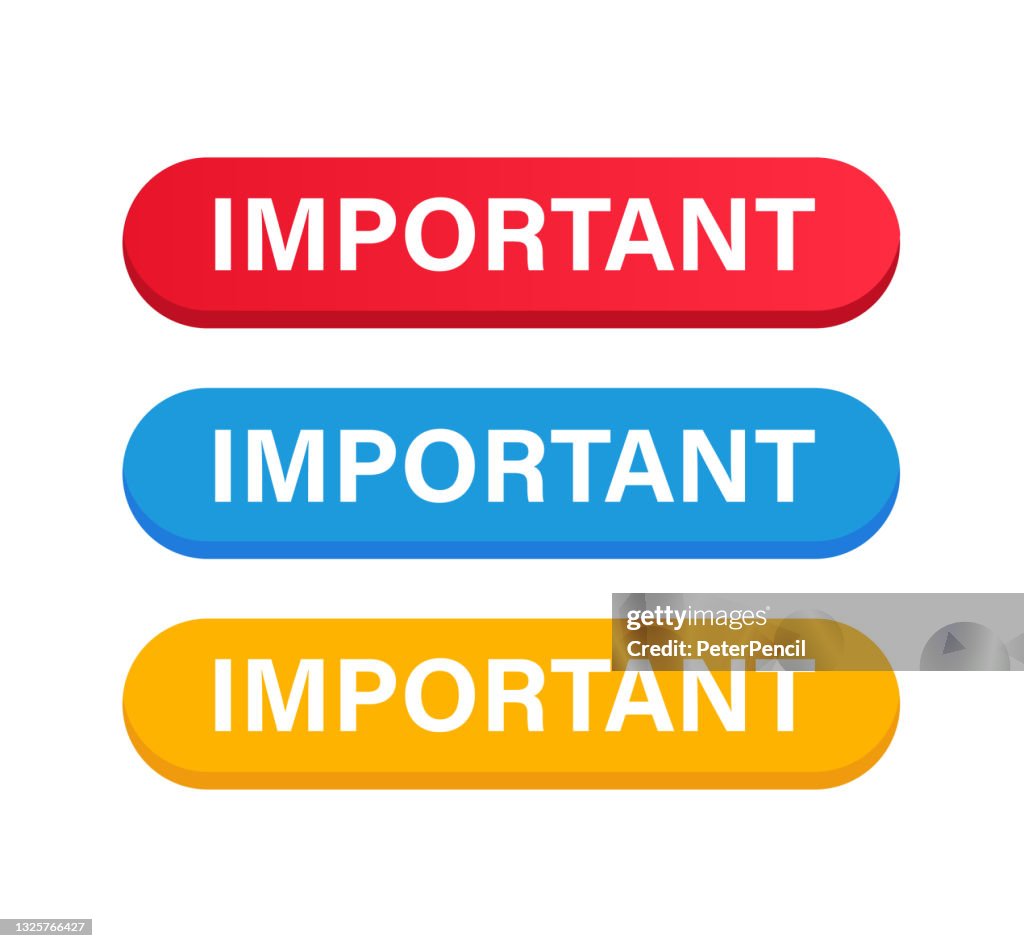Important Simple Important Button Color Set Vector Stock Illustration High-Res Vector ...