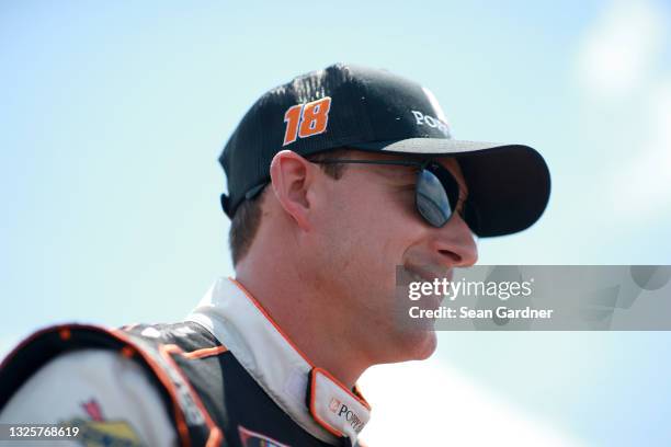 Daniel Hemric, driver of the Poppy Bank Toyota, waits on the grid prior to the NASCAR Xfinity Series Pocono Green 225 Recycled by J.P. Mascaro & Sons...