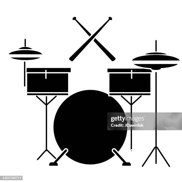 stockillustraties, clipart, cartoons en iconen met thin line icon of a drum kit music instrument on white background - drum