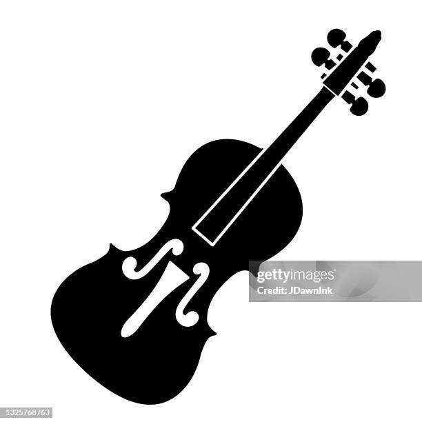 ilustrações de stock, clip art, desenhos animados e ícones de thin line icon of a violin music instrument on white background - violino