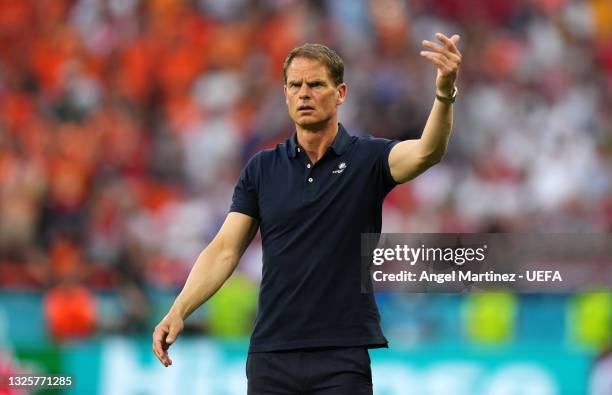 Frank de Boer, Head Coach of Netherlands reacts during the UEFA Euro 2020 Championship Round of 16 match between Netherlands and Czech Republic at...