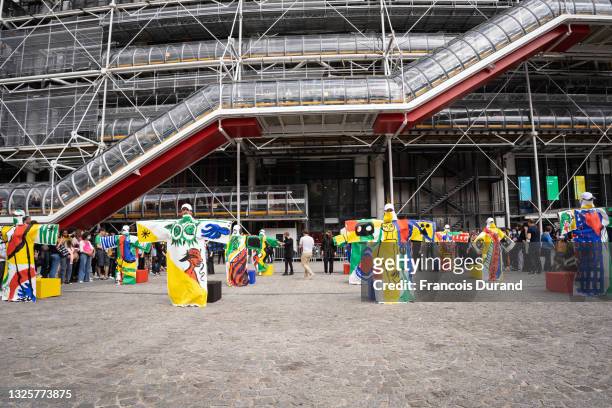 General view during the "Robes-Tableaux" : Jean-Charles De Castelbajac's Performance as part of Paris Fashion Week at Centre Pompidou on June 27,...