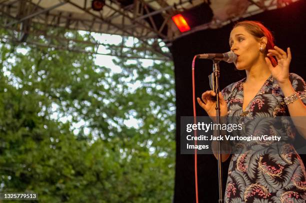 American vocalist China Forbes performs with the Portland, Oregon-based pop/rock band Pink Martini at a benefit for Central Park SummerStage, New...