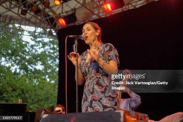American vocalist China Forbes performs with the Portland, Oregon-based pop/rock band Pink Martini at a benefit for Central Park SummerStage, New...