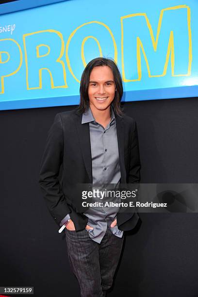 Actor Tyler Blackburn arrives at Walt Disney Pictures Presents The Premiere Of "PROM" at El Capitan Theatre on April 21, 2011 in Los Angeles,...