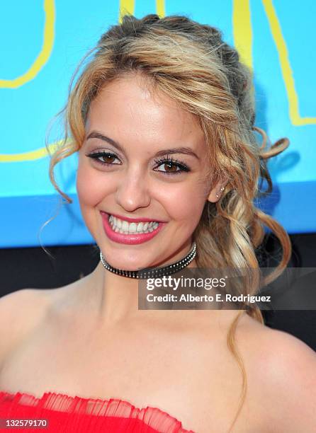 Actress Gage Golightly arrives at Walt Disney Pictures Presents The Premiere Of "PROM" at El Capitan Theatre on April 21, 2011 in Los Angeles,...